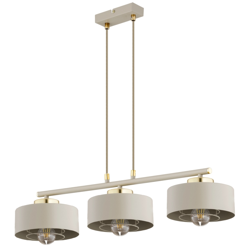 Brilagi - pakarināma lustra uz vada, SPRING 3xE27/60W/230V, bēša/zeltaina