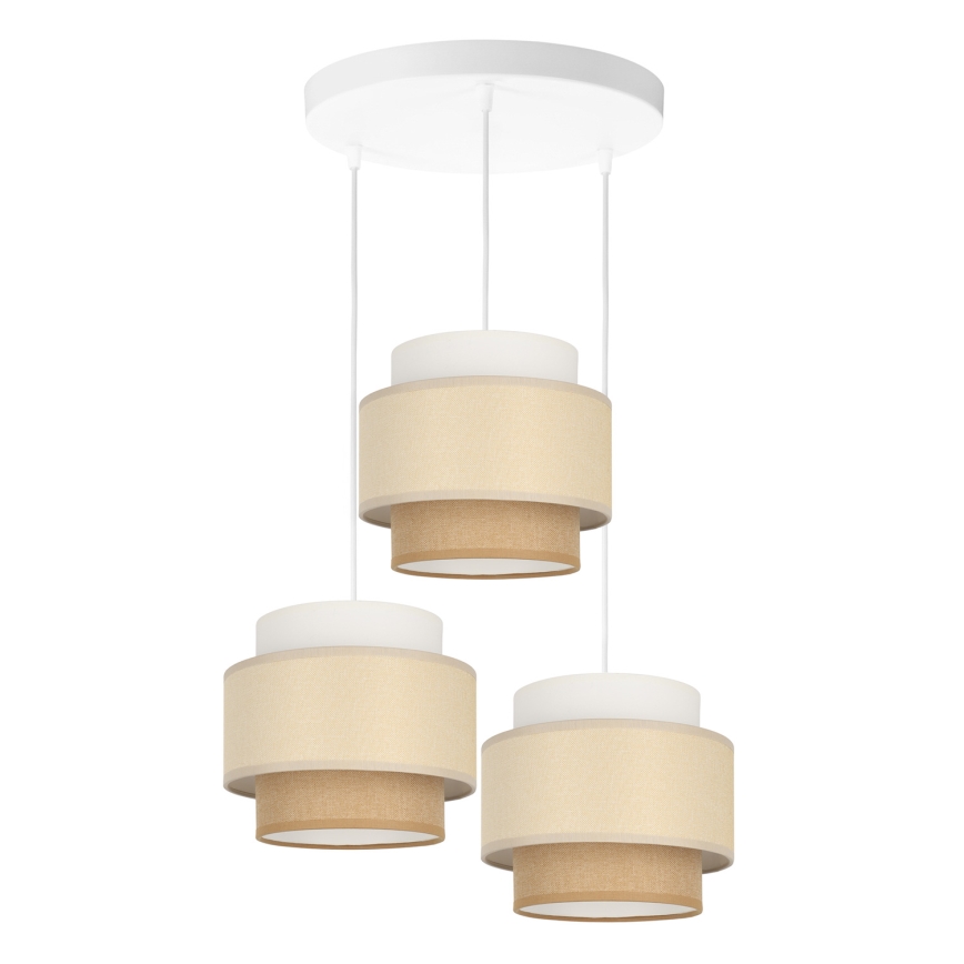 Brilagi - Pakarināmais lustrs uz kabeļa RESNA 3xE27/60W/230V Ø 45 cm krēmkrāsa/bēša