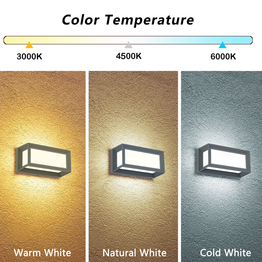 Brilagi - LED āra sienas gaismeklis PARKER LED/12W/230V 3000/4500/6000K pelēks IP44