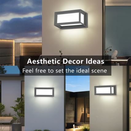 Brilagi - LED āra sienas gaismeklis PARKER LED/12W/230V 3000/4500/6000K pelēks IP44