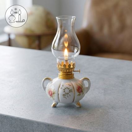 Brilagi - petrolejas lampa MERLIN balta/zelta