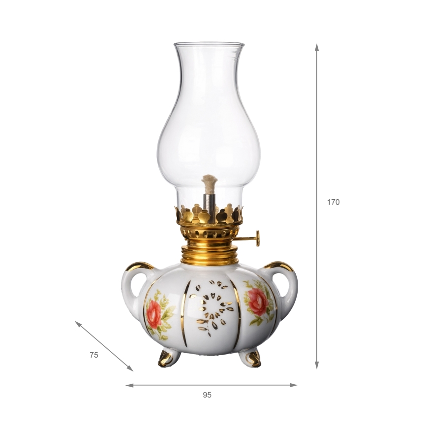 Brilagi - petrolejas lampa MERLIN balta/zelta