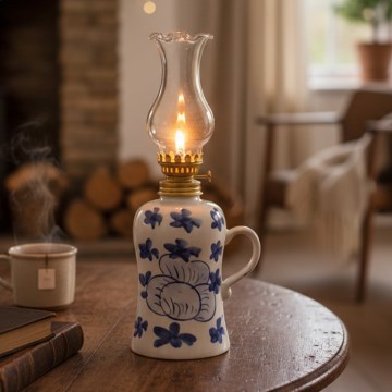 Brilagi - Petrolejas lampa MERLIN balta/zila