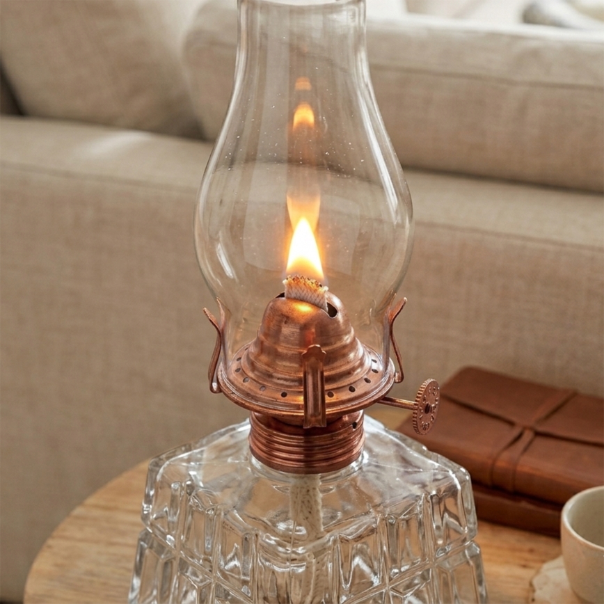 Brilagi - Petrolejas lampa MERLIN caurspīdīga/bronzas/patina