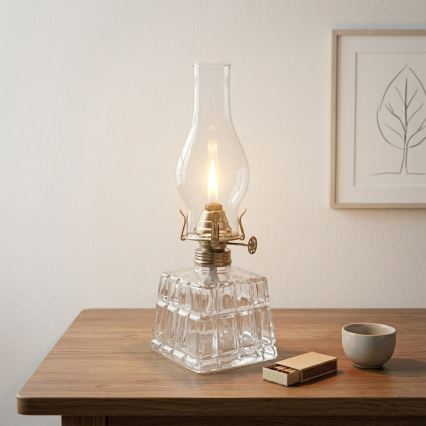Brilagi - Petrolejas lampa MERLIN caurspīdīga/zelta/patinēta