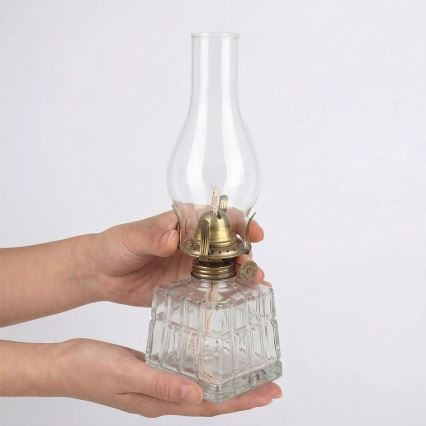 Brilagi - Petrolejas lampa MERLIN caurspīdīga/zelta/patinēta