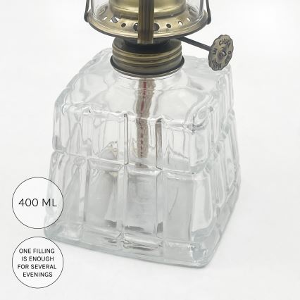 Brilagi - Petrolejas lampa MERLIN caurspīdīga/zelta/patinēta
