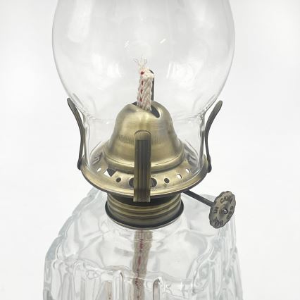 Brilagi - Petrolejas lampa MERLIN caurspīdīga/zelta/patinēta