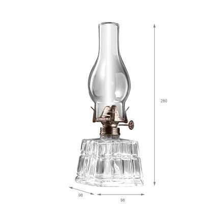 Brilagi - Petrolejas lampa MERLIN caurspīdīga/zelta/patinēta