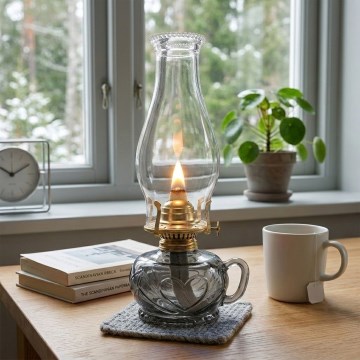 Brilagi - Petrolejas lampa MERLIN dūmaina/pelēka