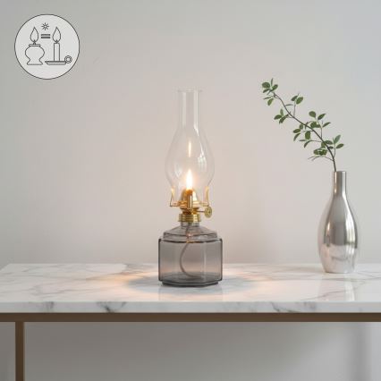 Brilagi - Petrolejas lampa MERLIN dūmakaina/pelēka