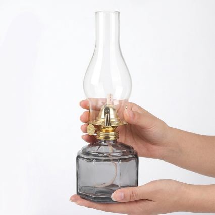 Brilagi - Petrolejas lampa MERLIN dūmakaina/pelēka