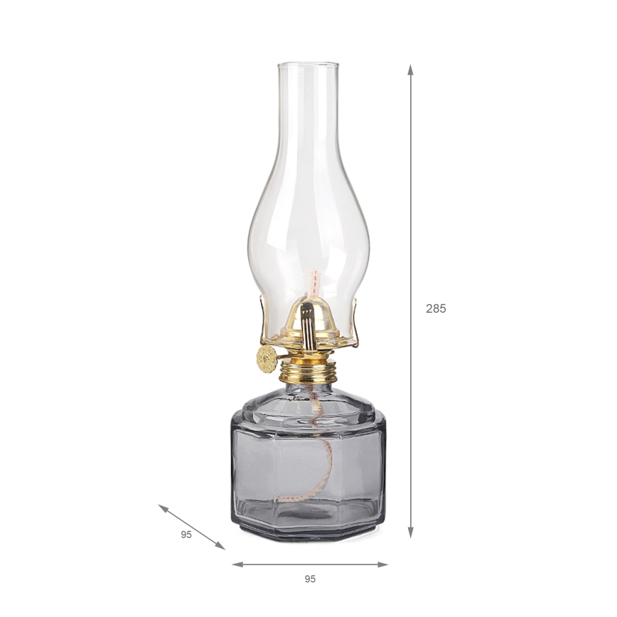 Brilagi - Petrolejas lampa MERLIN dūmakaina/pelēka