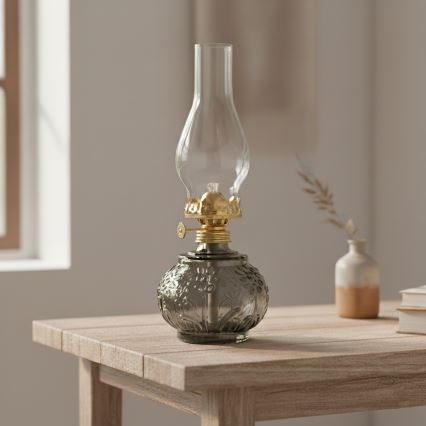 Brilagi - Petrolejas lampa MERLIN dūmakaina/pelēka