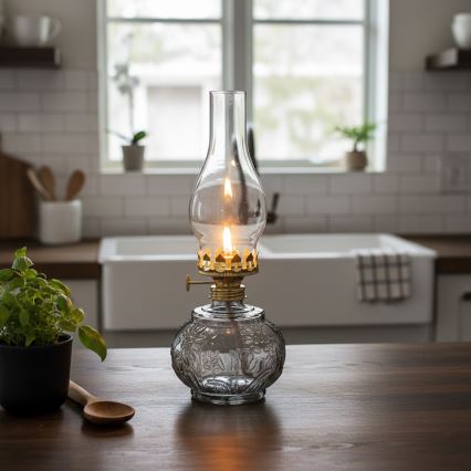 Brilagi - Petrolejas lampa MERLIN dūmakaina/pelēka