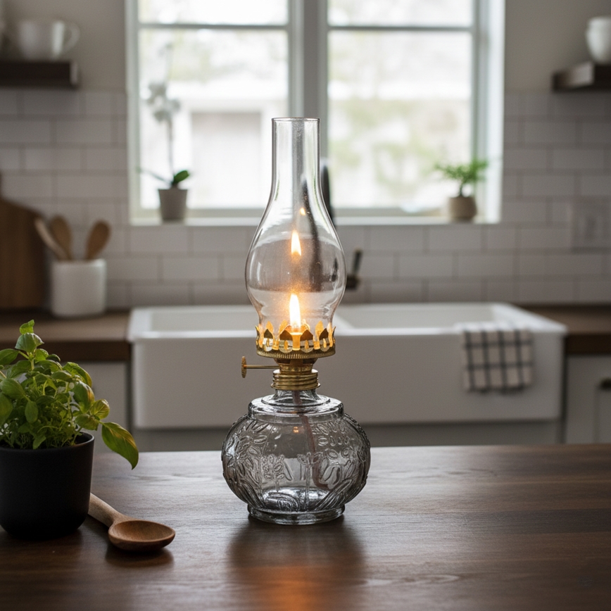 Brilagi - Petrolejas lampa MERLIN dūmakaina/pelēka