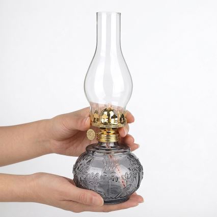 Brilagi - Petrolejas lampa MERLIN dūmakaina/pelēka