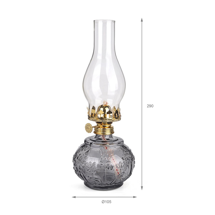 Brilagi - Petrolejas lampa MERLIN dūmakaina/pelēka