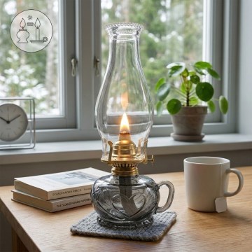 Brilagi - Petrolejas lampa MERLIN dūmota/pelēka