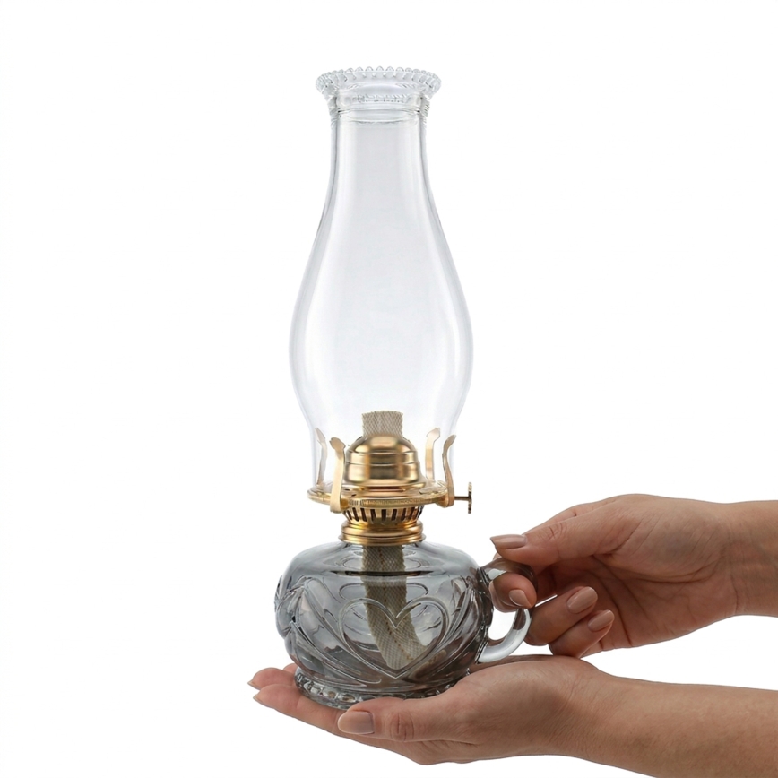 Brilagi - Petrolejas lampa MERLIN dūmota/pelēka