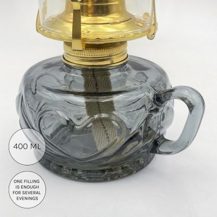 Brilagi - Petrolejas lampa MERLIN dūmota/pelēka