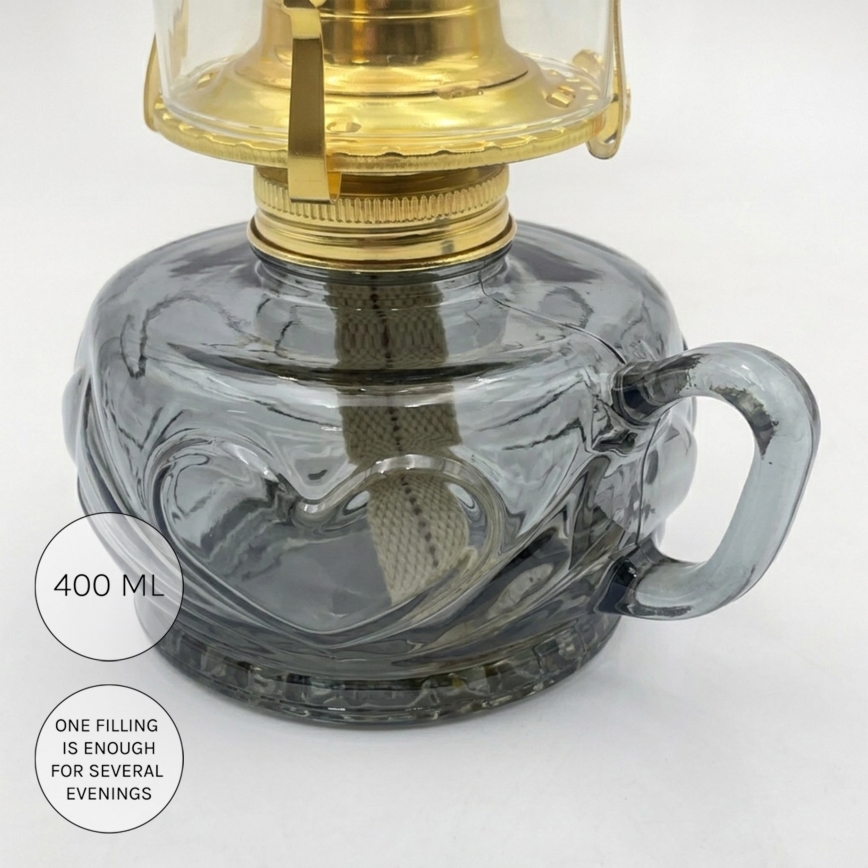 Brilagi - Petrolejas lampa MERLIN dūmota/pelēka