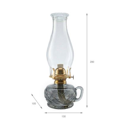 Brilagi - Petrolejas lampa MERLIN dūmota/pelēka