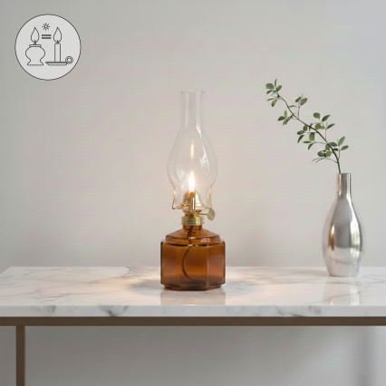 Brilagi - Petrolejas lampa MERLIN oranžā