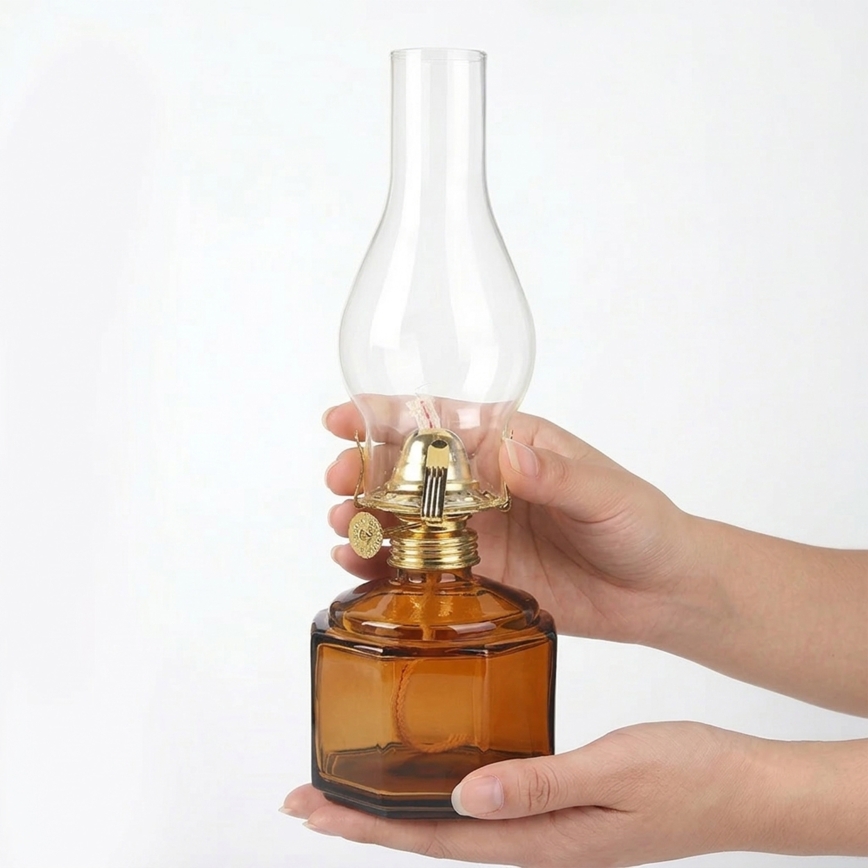 Brilagi - Petrolejas lampa MERLIN oranžā