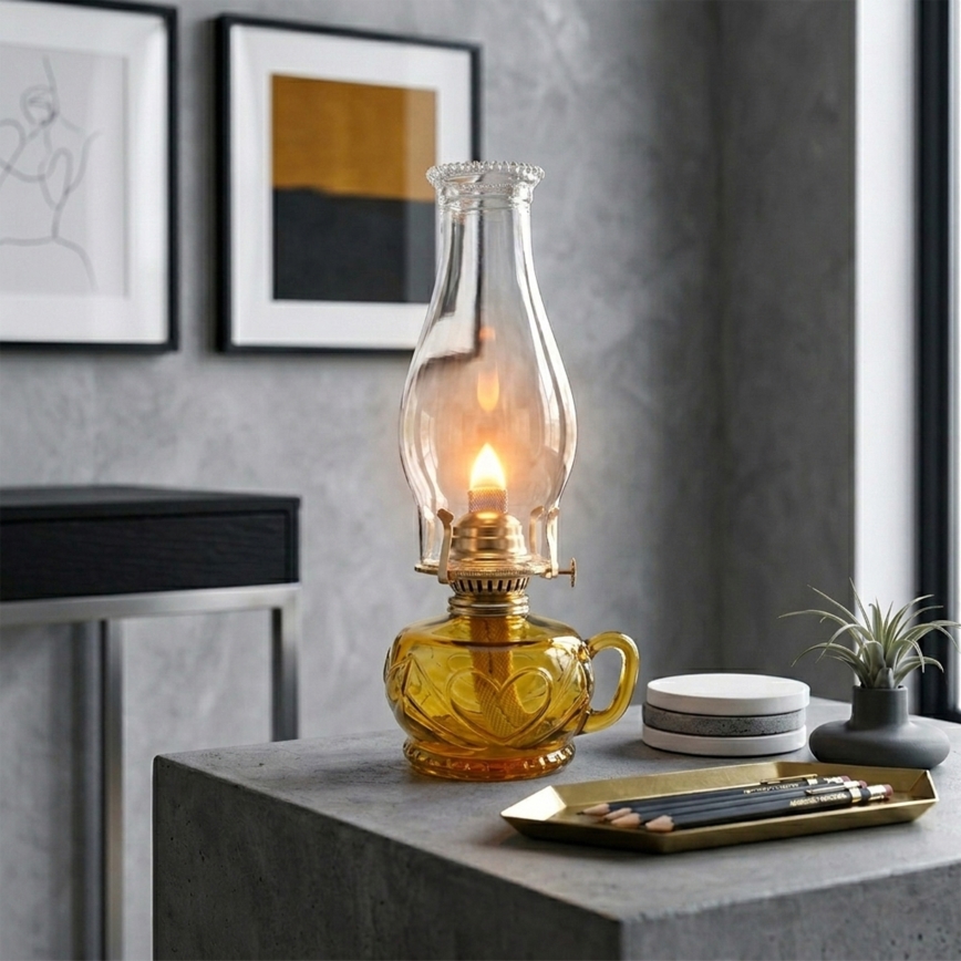 Brilagi - petrolejas lampa MERLIN oranžā