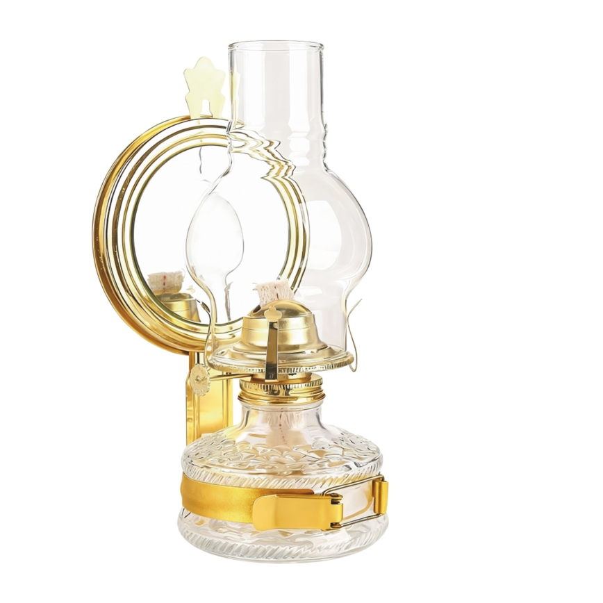 Brilagi - petrolejas lampa MERLIN spīdīgi zeltaina