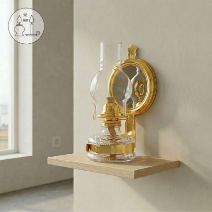 Brilagi - petrolejas lampa MERLIN spīdīgi zeltaina
