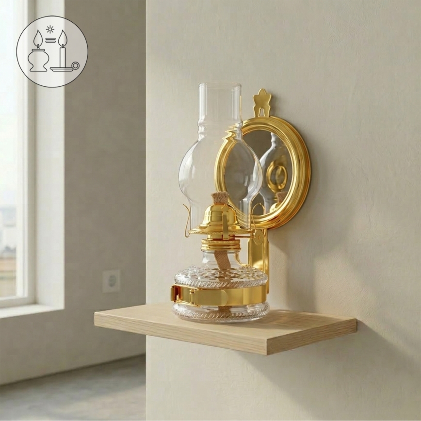 Brilagi - petrolejas lampa MERLIN spīdīgi zeltaina