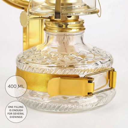 Brilagi - petrolejas lampa MERLIN spīdīgi zeltaina