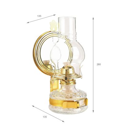 Brilagi - petrolejas lampa MERLIN spīdīgi zeltaina