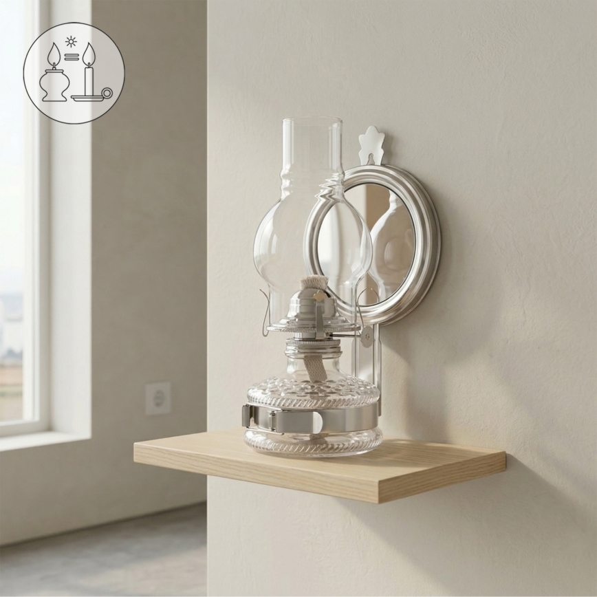 Brilagi - Petrolejas lampa MERLIN spīdīgs hroms