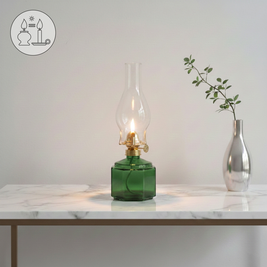 Brilagi - Petrolejas lampa MERLIN zaļa