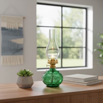 Brilagi - petrolejas lampa MERLIN zaļa
