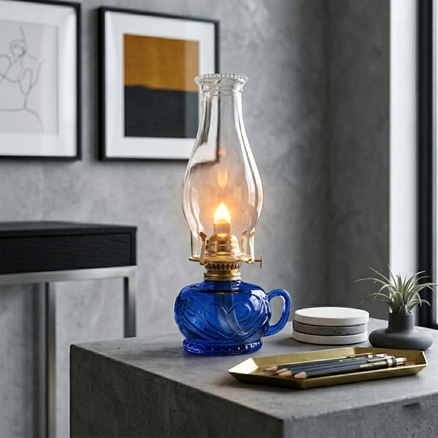 Brilagi - petrolejas lampa MERLIN zila