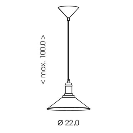 Brilagi - Piekaramā lampa ar kabeli FORGE 1xE27/60W/230V Ø 22 cm melna