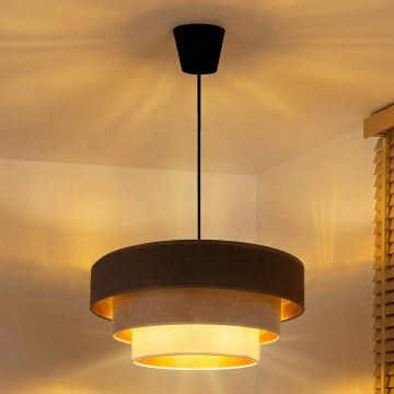 Brilagi - Piekaramā lampa ar vadu LUNETA 1xE27/60W/230V Ø 40 cm brūna/bēša/krēmkrāsa