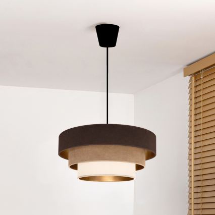 Brilagi - Piekaramā lampa ar vadu LUNETA 1xE27/60W/230V Ø 40 cm brūna/bēša/krēmkrāsa