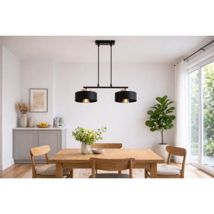 Brilagi - Piekaramā lampa ar vadu SPRING 2xE27/60W/230V melna/zelta