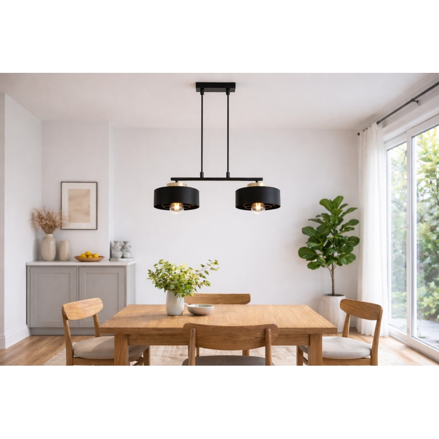 Brilagi - Piekaramā lampa ar vadu SPRING 2xE27/60W/230V melna/zelta