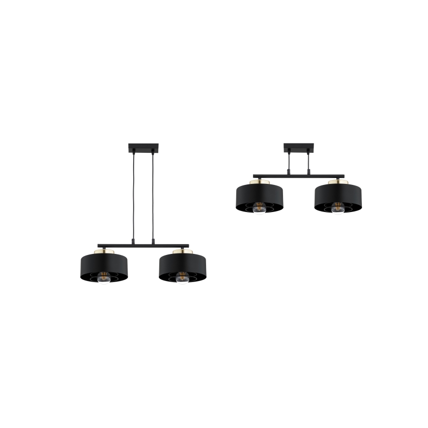 Brilagi - Piekaramā lampa ar vadu SPRING 2xE27/60W/230V melna/zelta