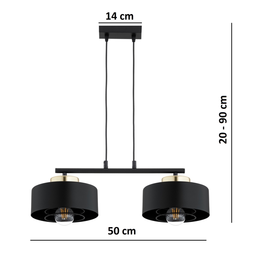 Brilagi - Piekaramā lampa ar vadu SPRING 2xE27/60W/230V melna/zelta