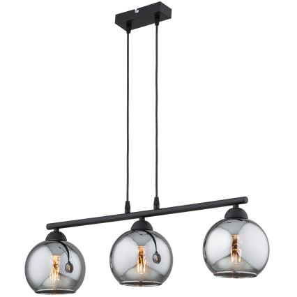 BRILAGI - Piekaramā lampa DIOR uz kabeļa 3xE27/60W/230V melna/dūmakaina pelēka