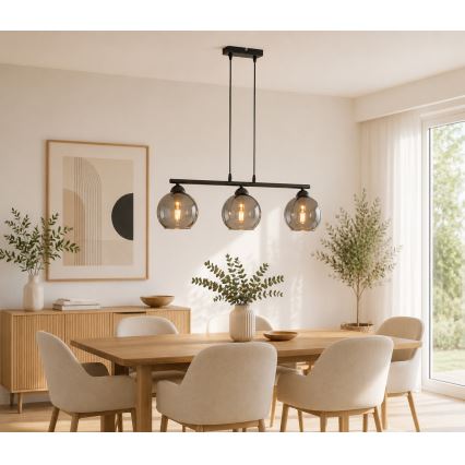 BRILAGI - Piekaramā lampa DIOR uz kabeļa 3xE27/60W/230V melna/dūmakaina pelēka