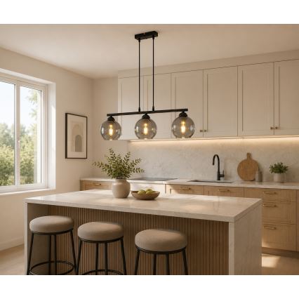 BRILAGI - Piekaramā lampa DIOR uz kabeļa 3xE27/60W/230V melna/dūmakaina pelēka