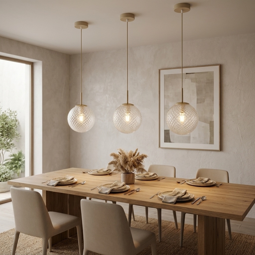 BRILAGI - Piekaramā lampa uz kabeļa STELLA 1xE27/60W/230V Ø 18 cm bēša/zeltaina